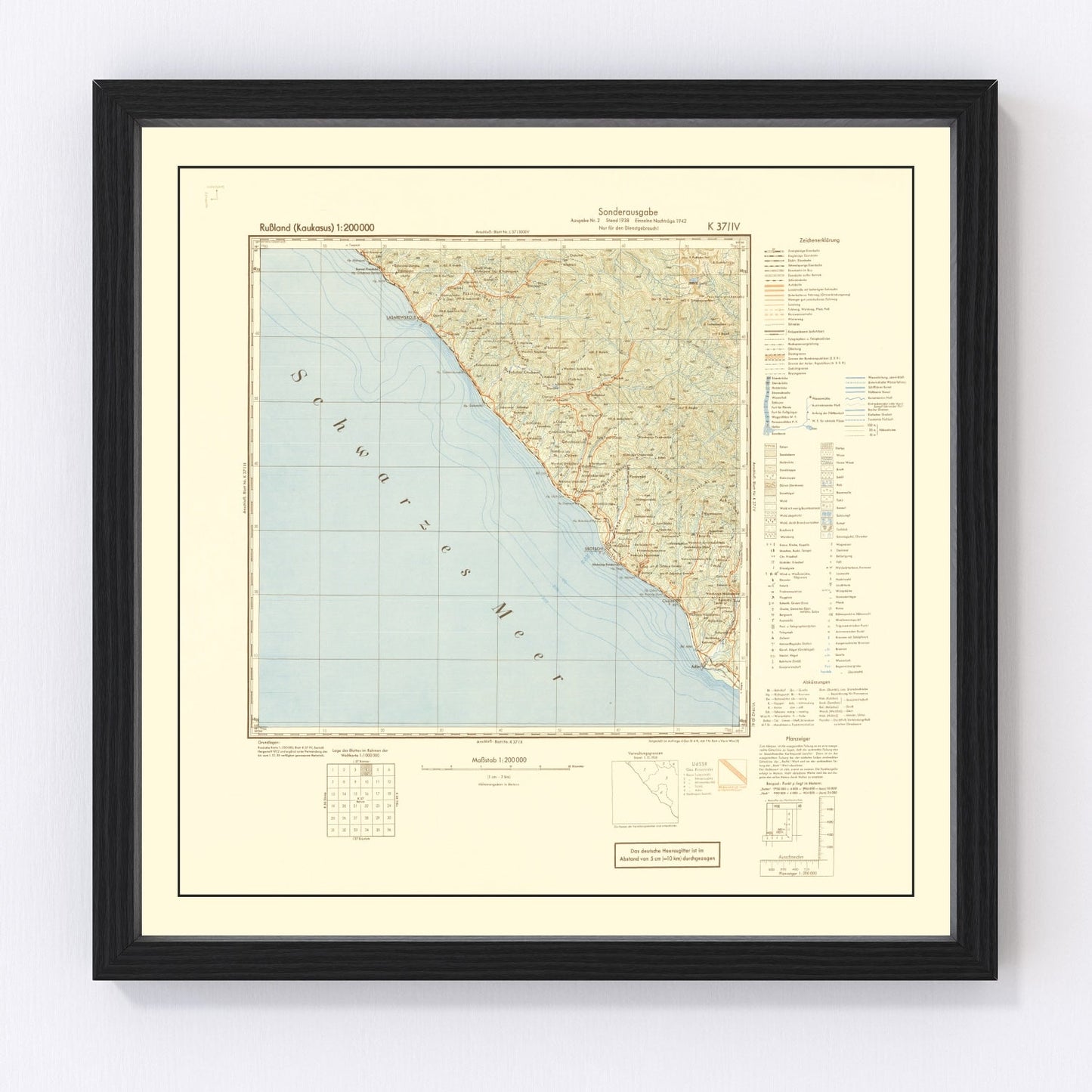 Vintage 1942 Soviet Union World War II map, digitally restored print