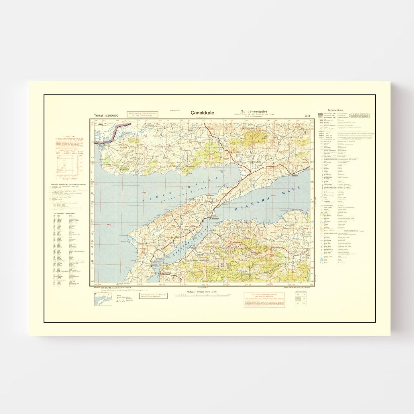 Vintage WWII Map of Turkey, 1942