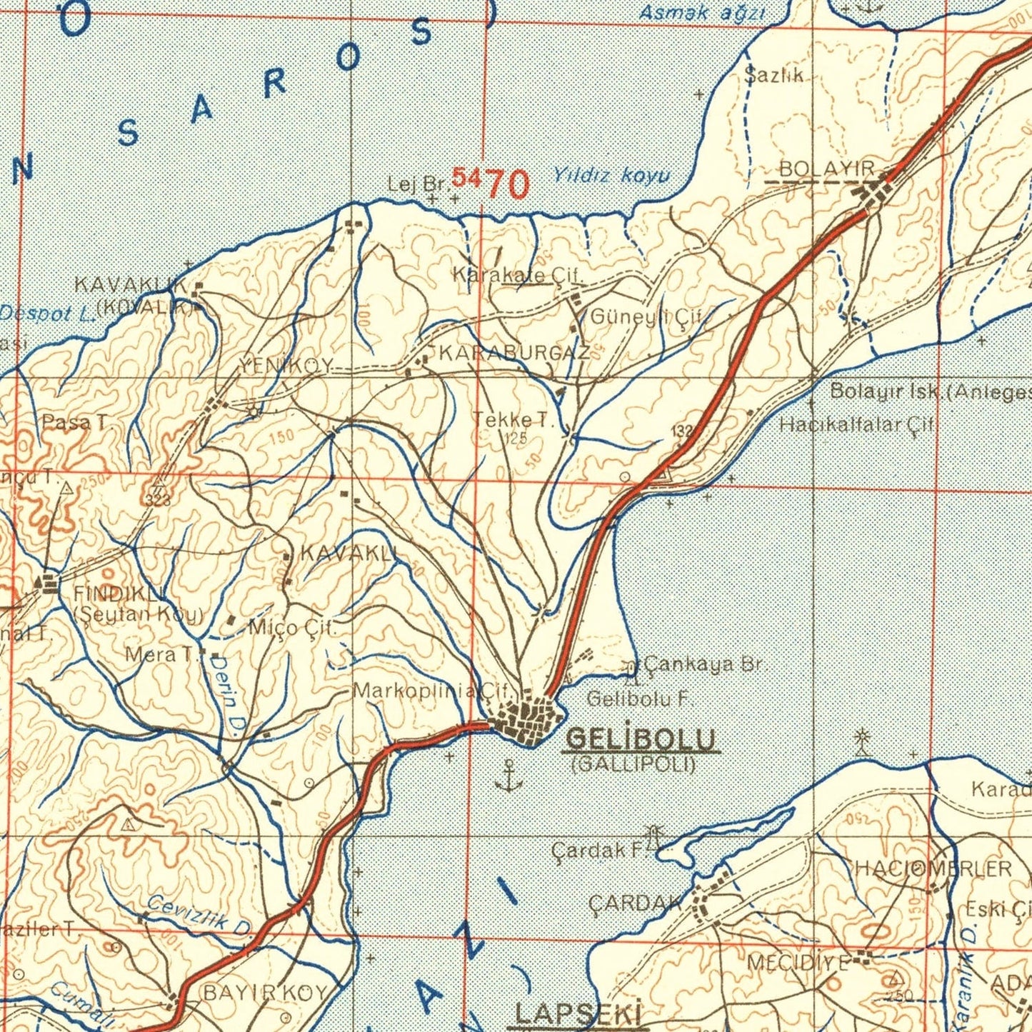 Vintage WWII Map of Turkey, 1942