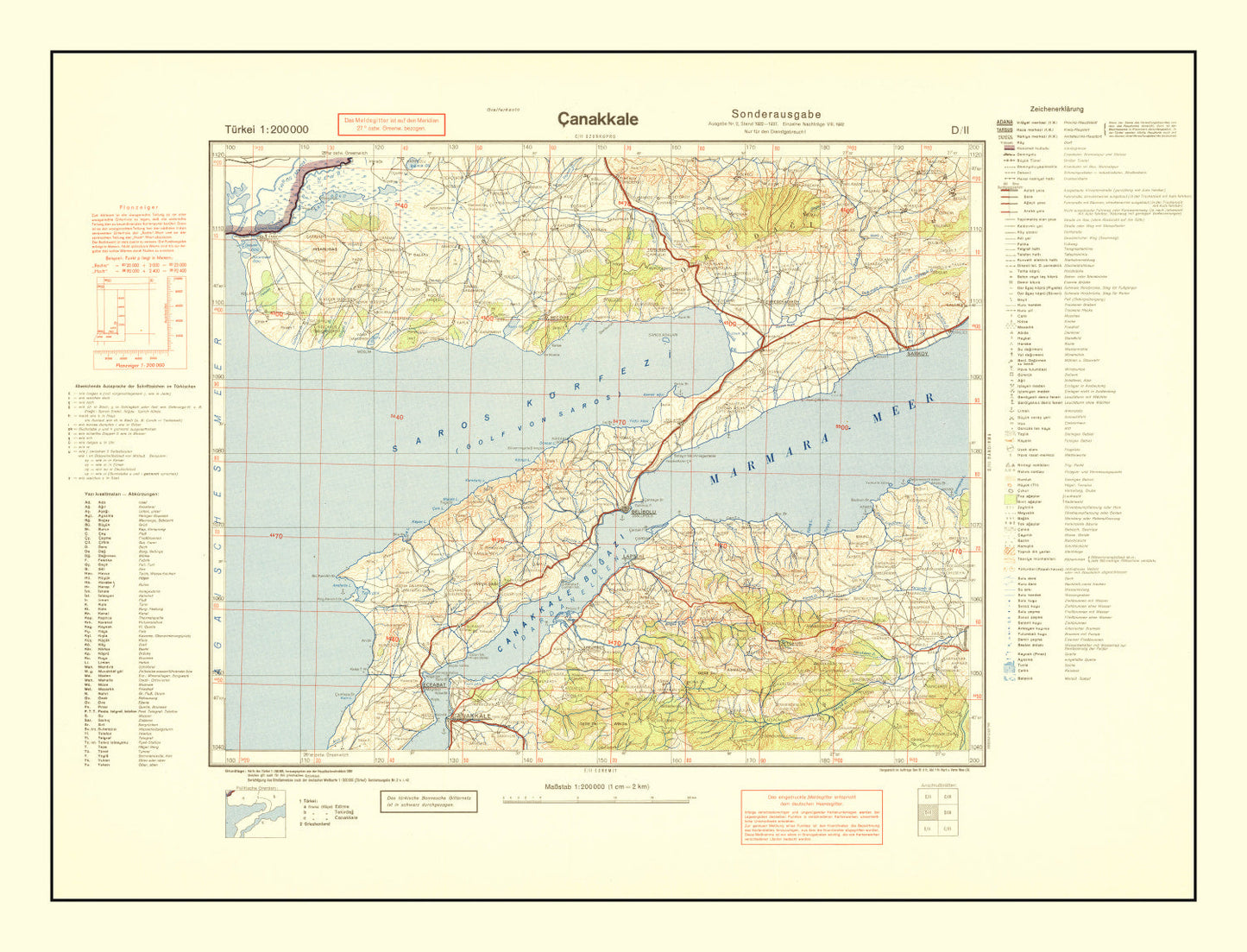 Vintage WWII Map of Turkey, 1942