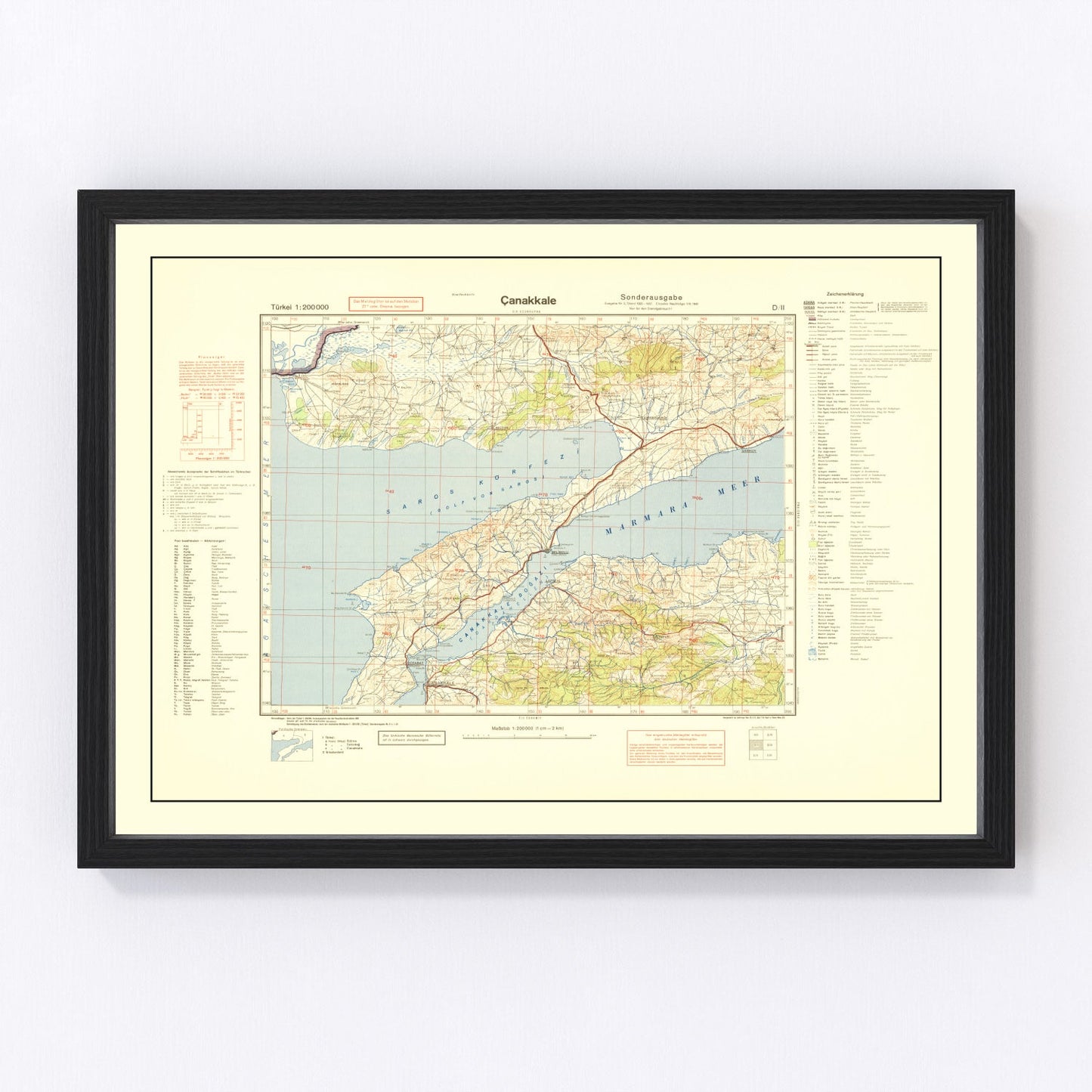 Vintage 1942 WWII Turkey map, digitally restored print