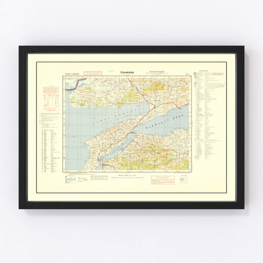 Vintage 1942 WWII Turkey map, digitally restored print