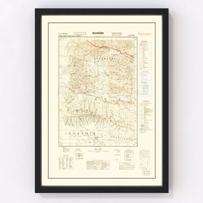 Vintage WWII map of Iran Persian Corridor supply routes, 1942