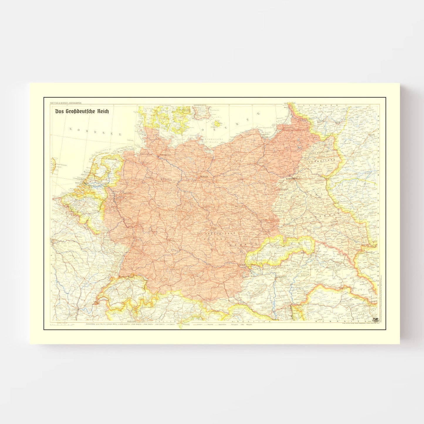 Vintage Germany World War II Map, 1942