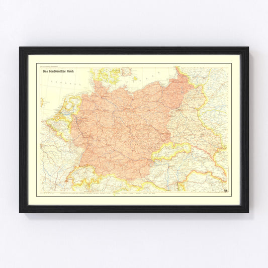Vintage map of Germany in World War II territorial extent, 1942