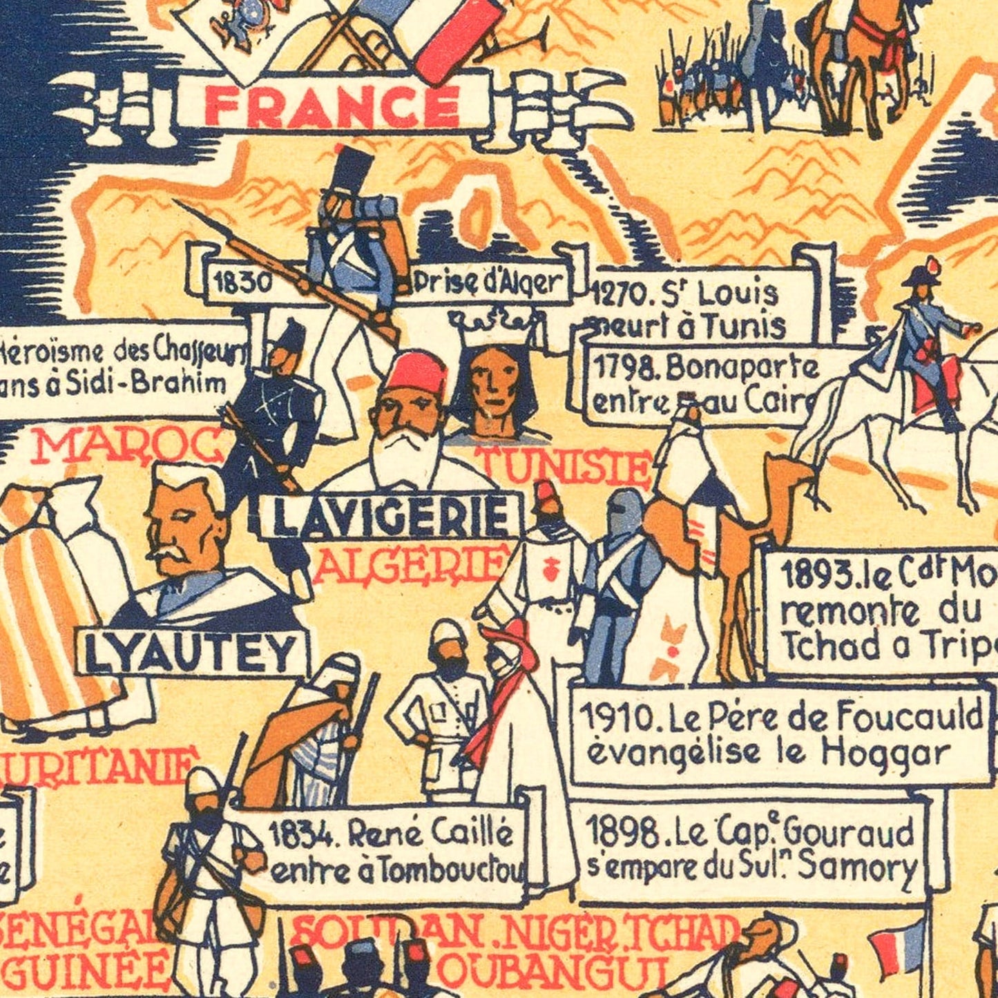 Vintage WWII French Propaganda World Map, 1942