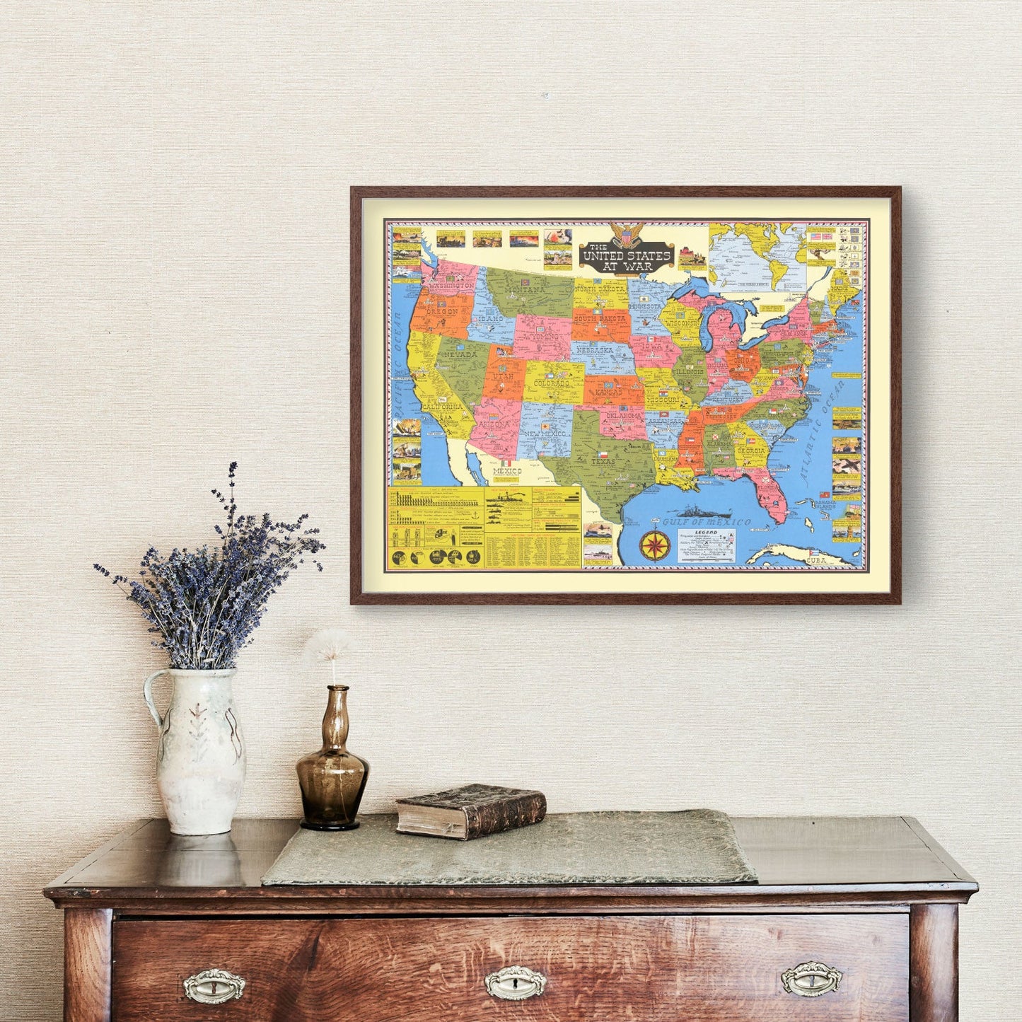 Vintage United States WWII Map, 1943