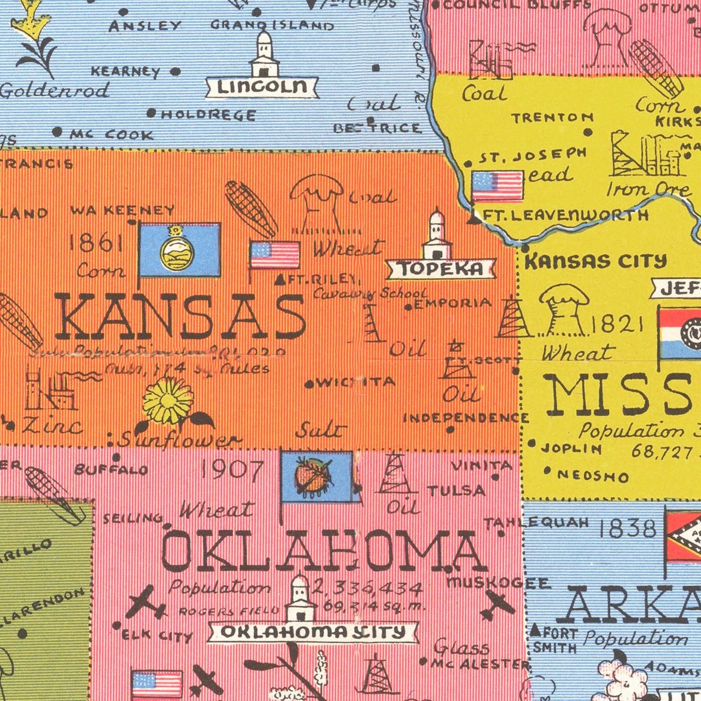 Vintage United States WWII Map, 1943