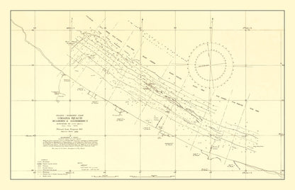 Vintage Omaha Beach WWII Map, 1944