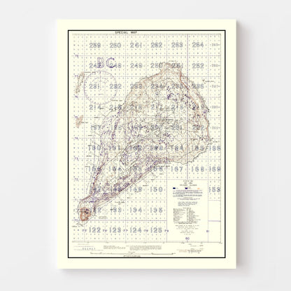 Vintage Iwo Jima WWII Volcano Islands Map, 1944