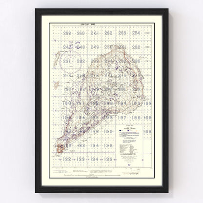 Vintage WWII map of Iwo Jima and Volcano Islands Pacific, 1944