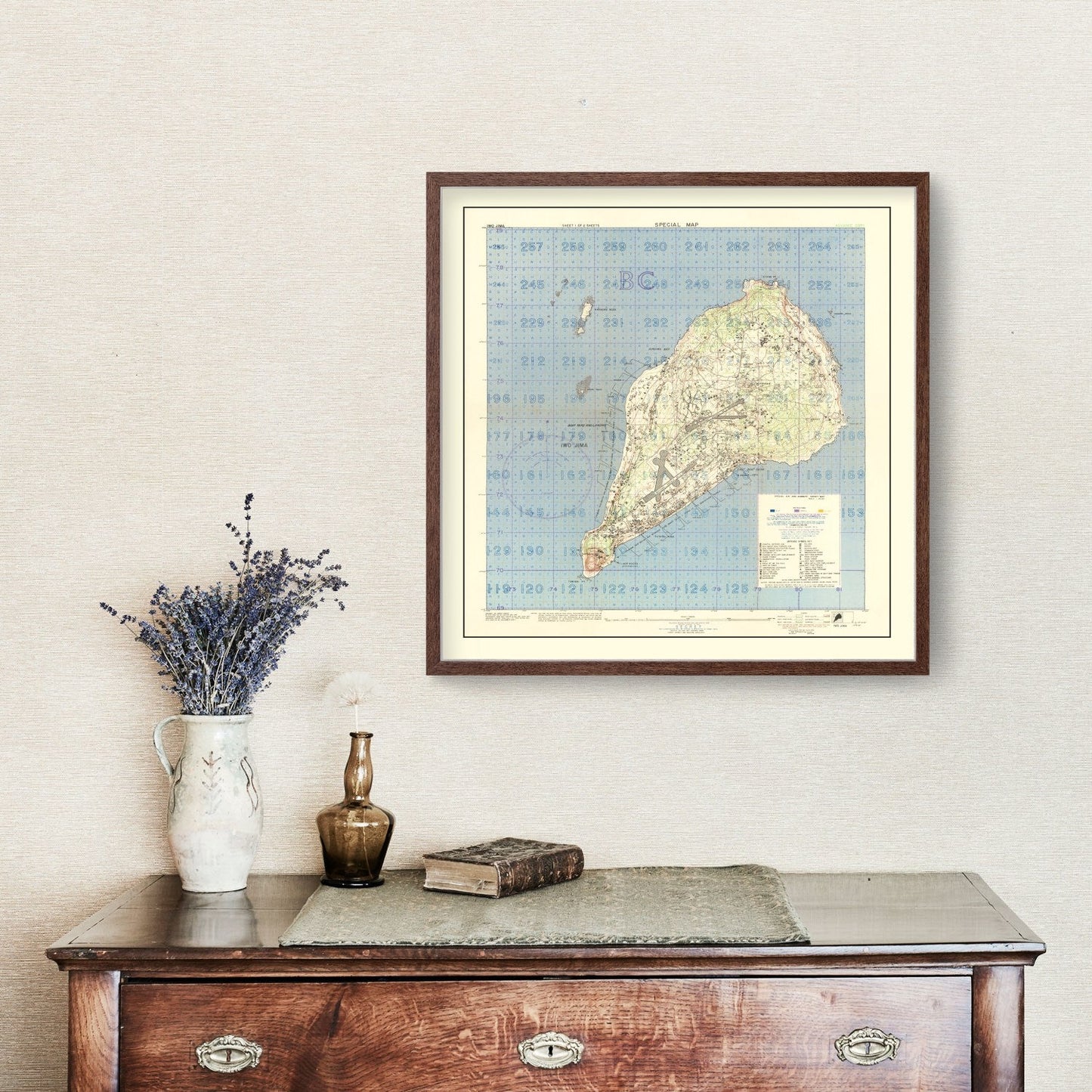 Vintage Iwo Jima World War II Map, 1944