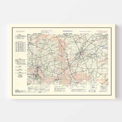 Vintage D-Day World War II Map, 1944