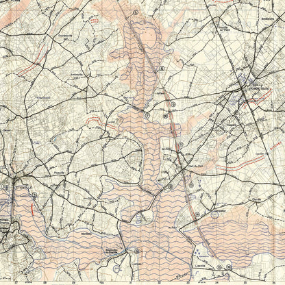 Vintage D-Day World War II Map, 1944