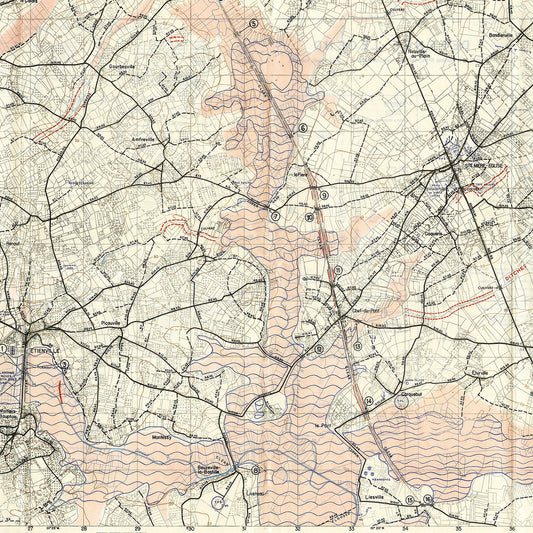 Vintage D-Day World War II Map, 1944