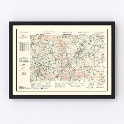 Vintage D-Day World War II map of Operation Overlord, 1944