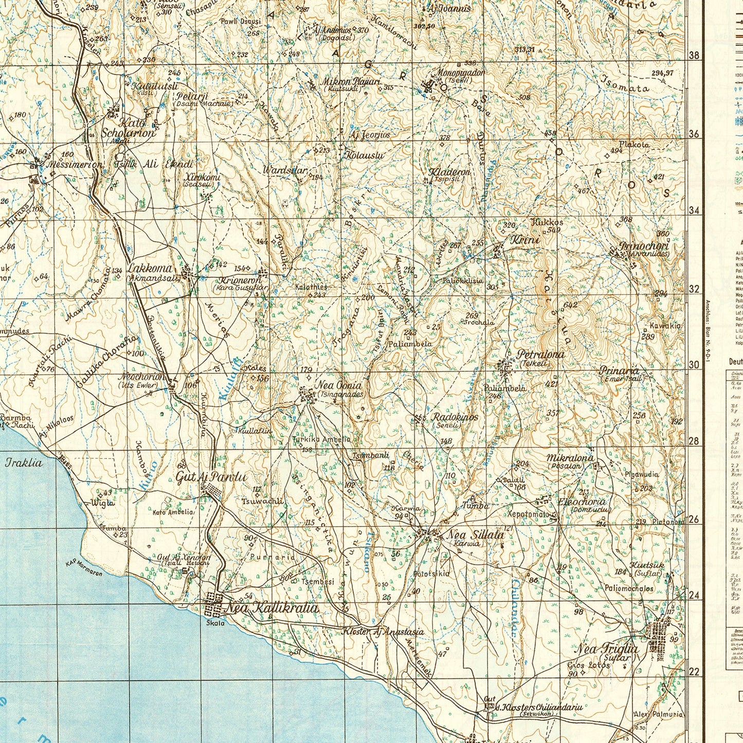 Vintage Crete World War II Map, 1944