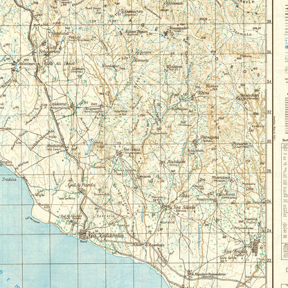 Vintage Crete World War II Map, 1944