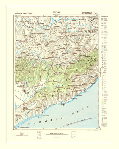 Vintage WWII Map of Turkey, 1944