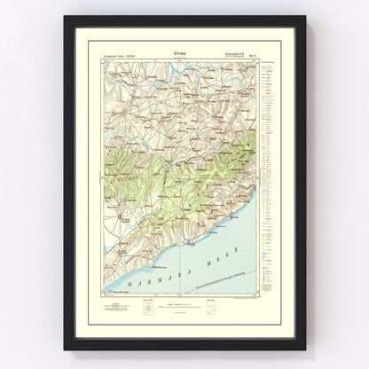 Vintage 1944 WWII Turkey map, digitally restored print