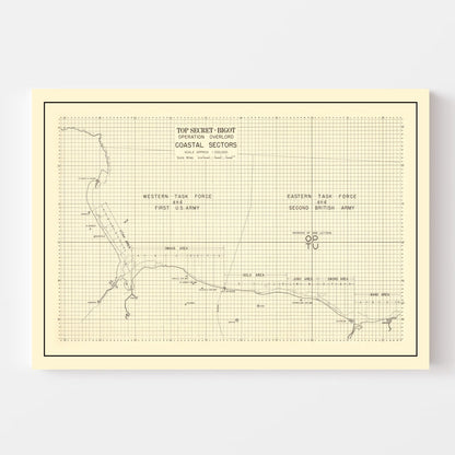 Vintage D-Day Normandy Invasion Map, 1944