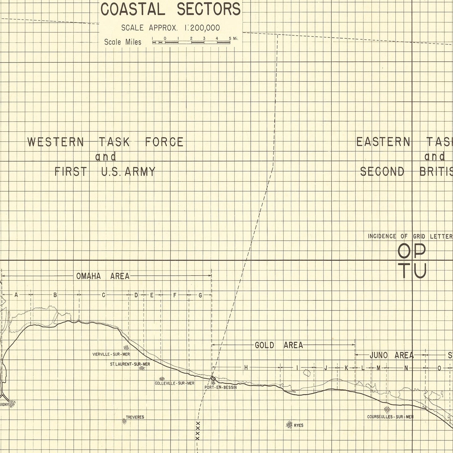 Vintage D-Day Normandy Invasion Map, 1944