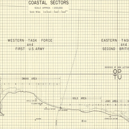 Vintage D-Day Normandy Invasion Map, 1944
