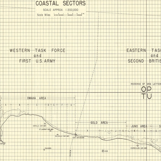 Vintage D-Day Normandy Invasion Map, 1944
