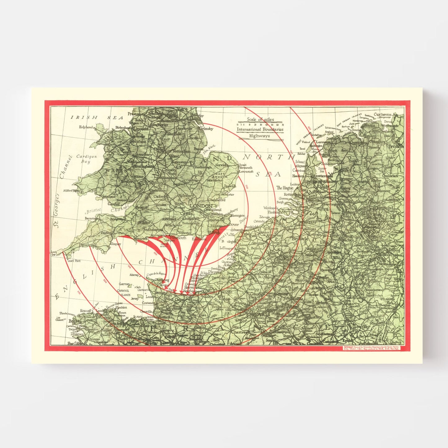 Vintage D-Day Invasion Map, 1944