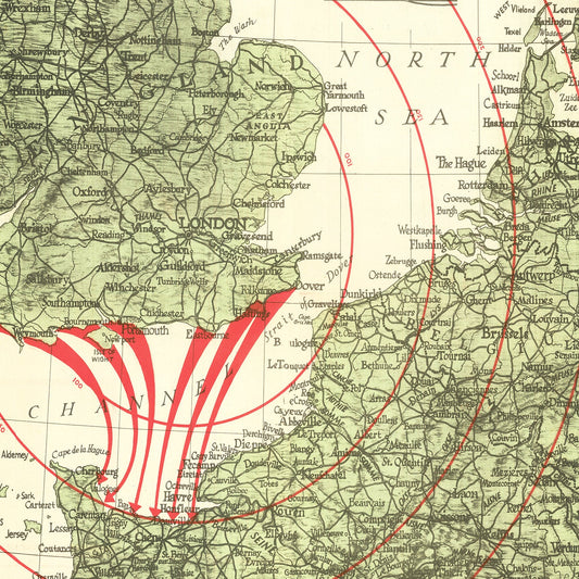 Vintage D-Day Invasion Map, 1944