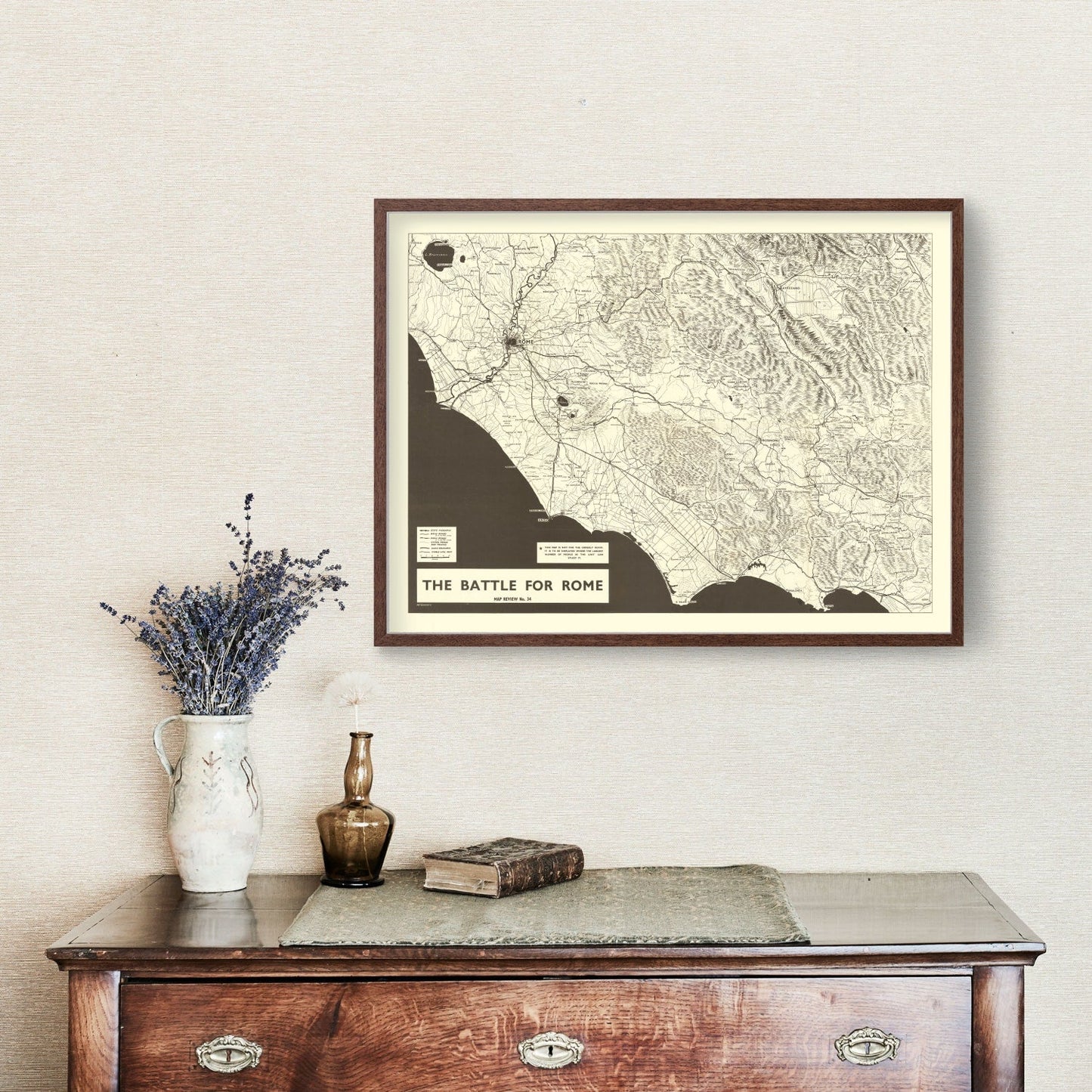 Vintage Italian Campaign World War II Map, 1944