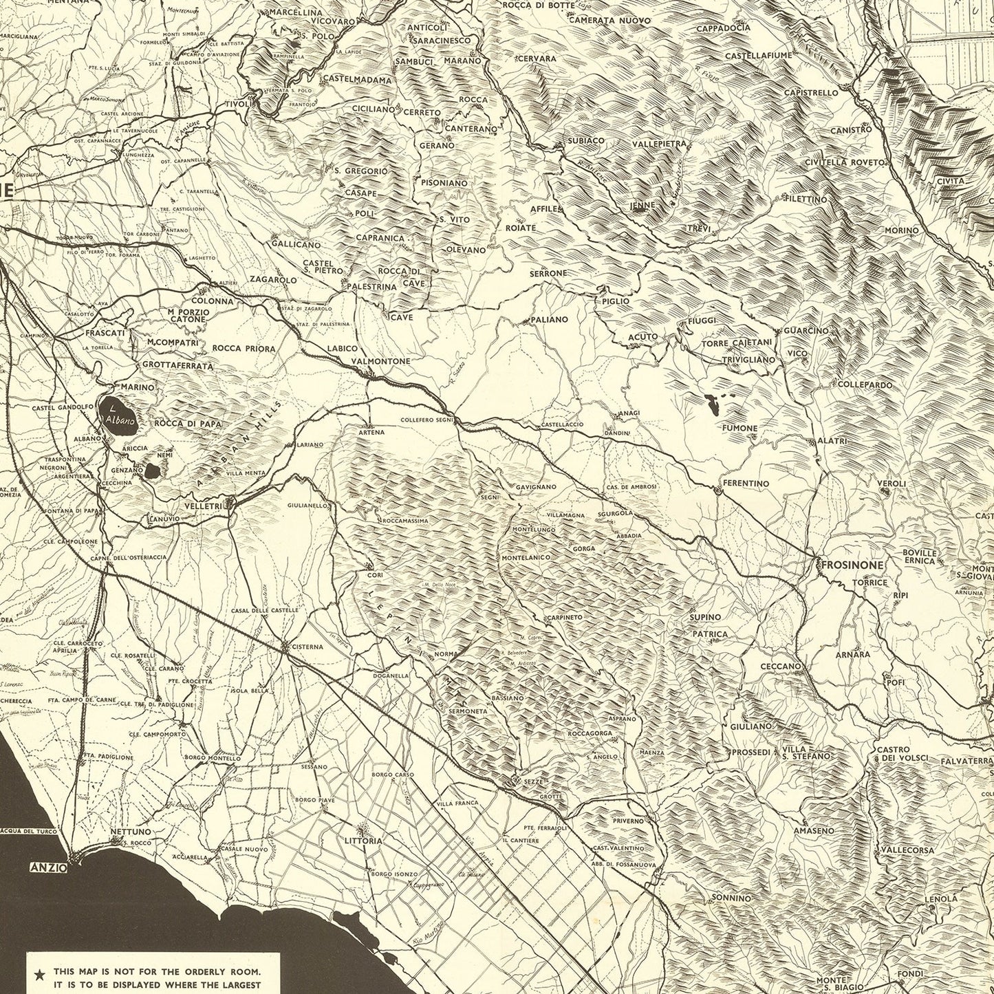 Vintage Italian Campaign World War II Map, 1944