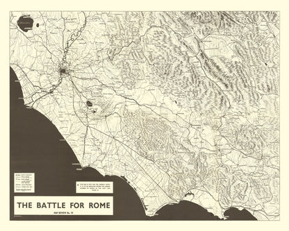 Vintage Italian Campaign World War II Map, 1944