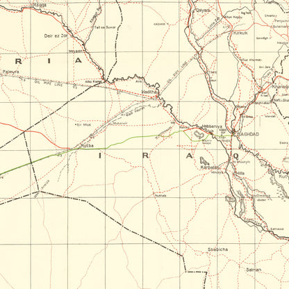 Vintage Map of Baghdad, World War II, 1944