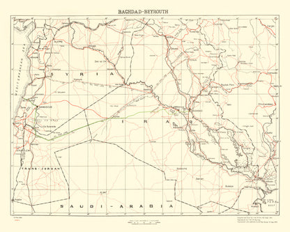 Vintage Map of Baghdad, World War II, 1944