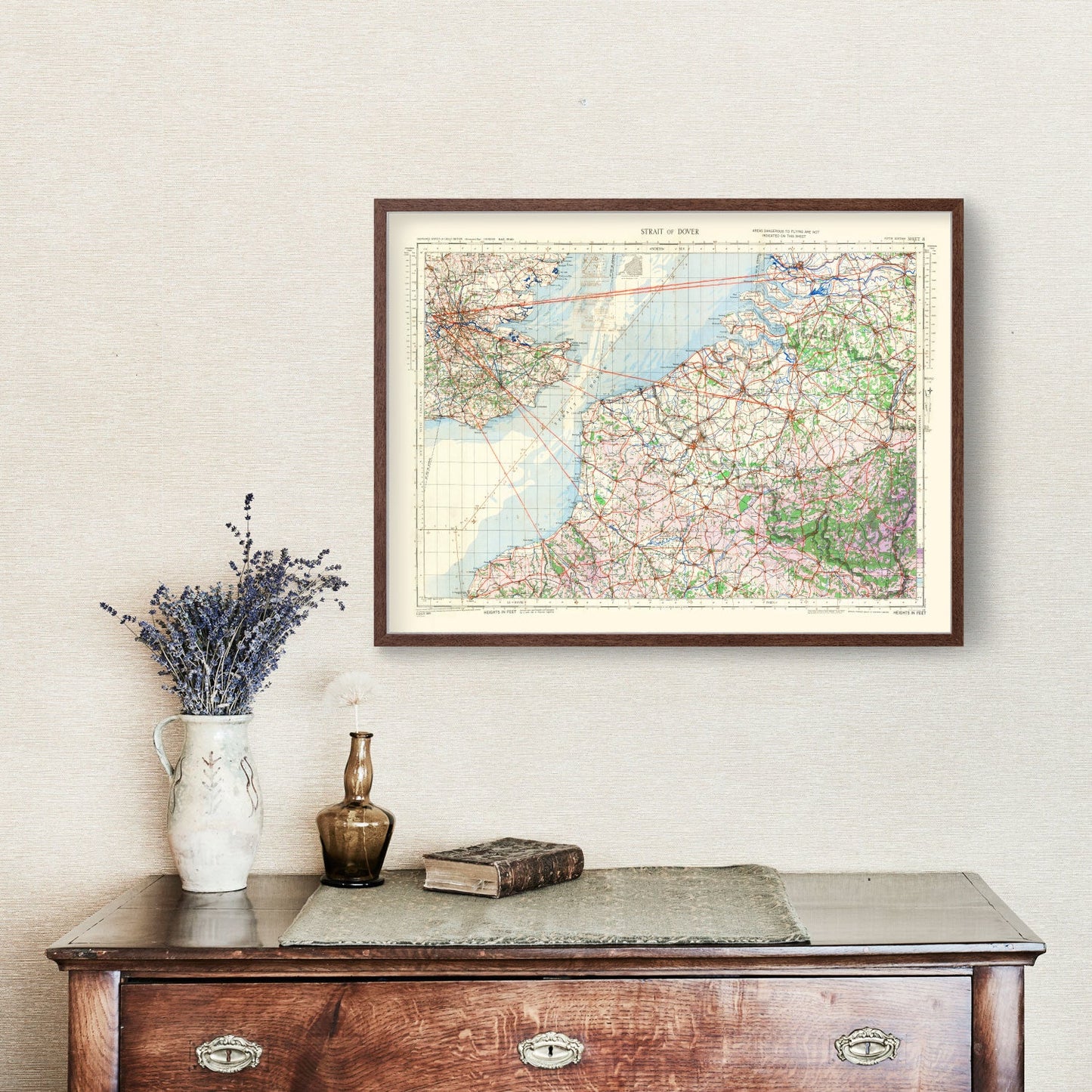 Vintage Map of the Strait of Dover, 1944