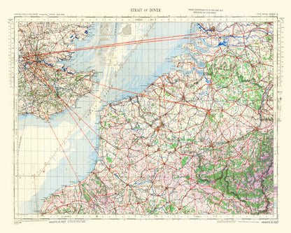 Vintage Map of the Strait of Dover, 1944
