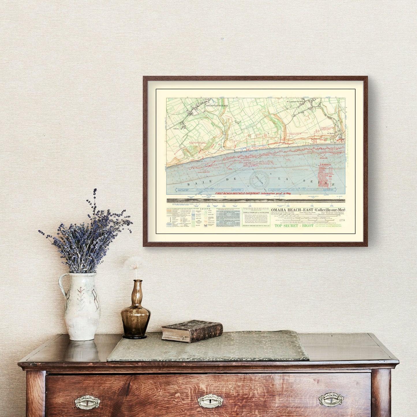 Vintage Omaha Beach D-Day Map, 1944