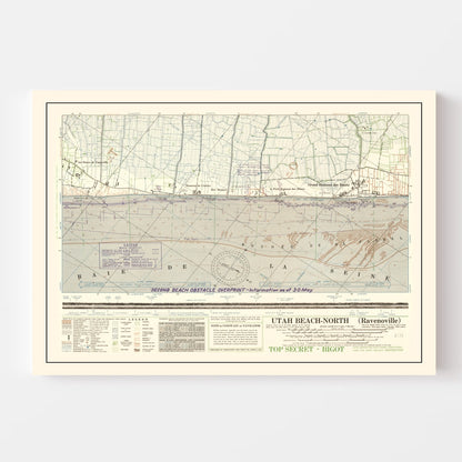 Vintage Utah Beach D-Day Map, 1944