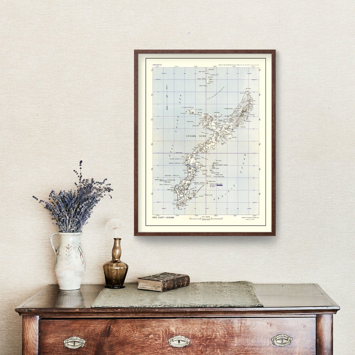 Vintage Okinawa World War II Map, 1945
