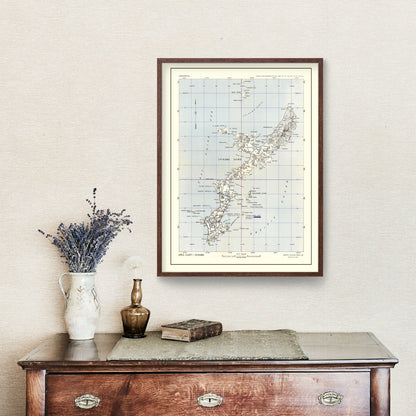 Vintage Okinawa World War II Map, 1945