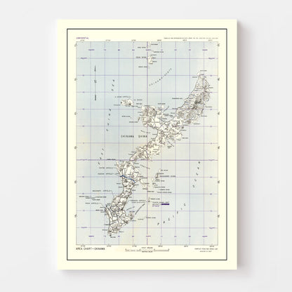 Vintage Okinawa World War II Map, 1945