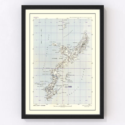 vintage Okinawa World War II map, 1945