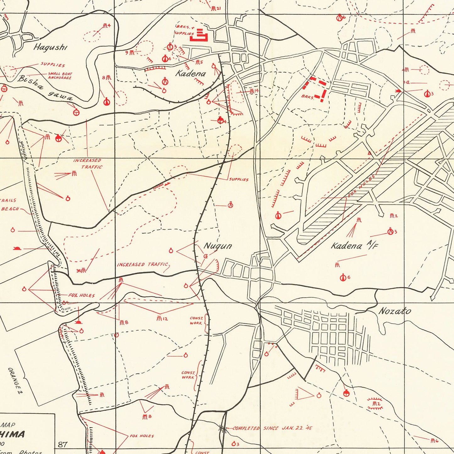 Vintage Okinawa Intelligence Map, 1945