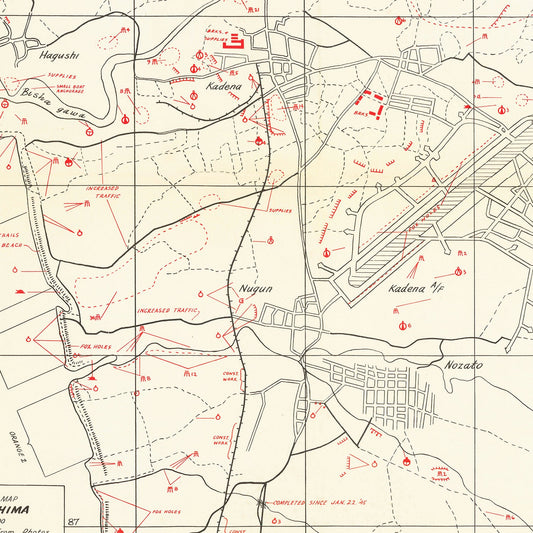 Vintage Okinawa Intelligence Map, 1945