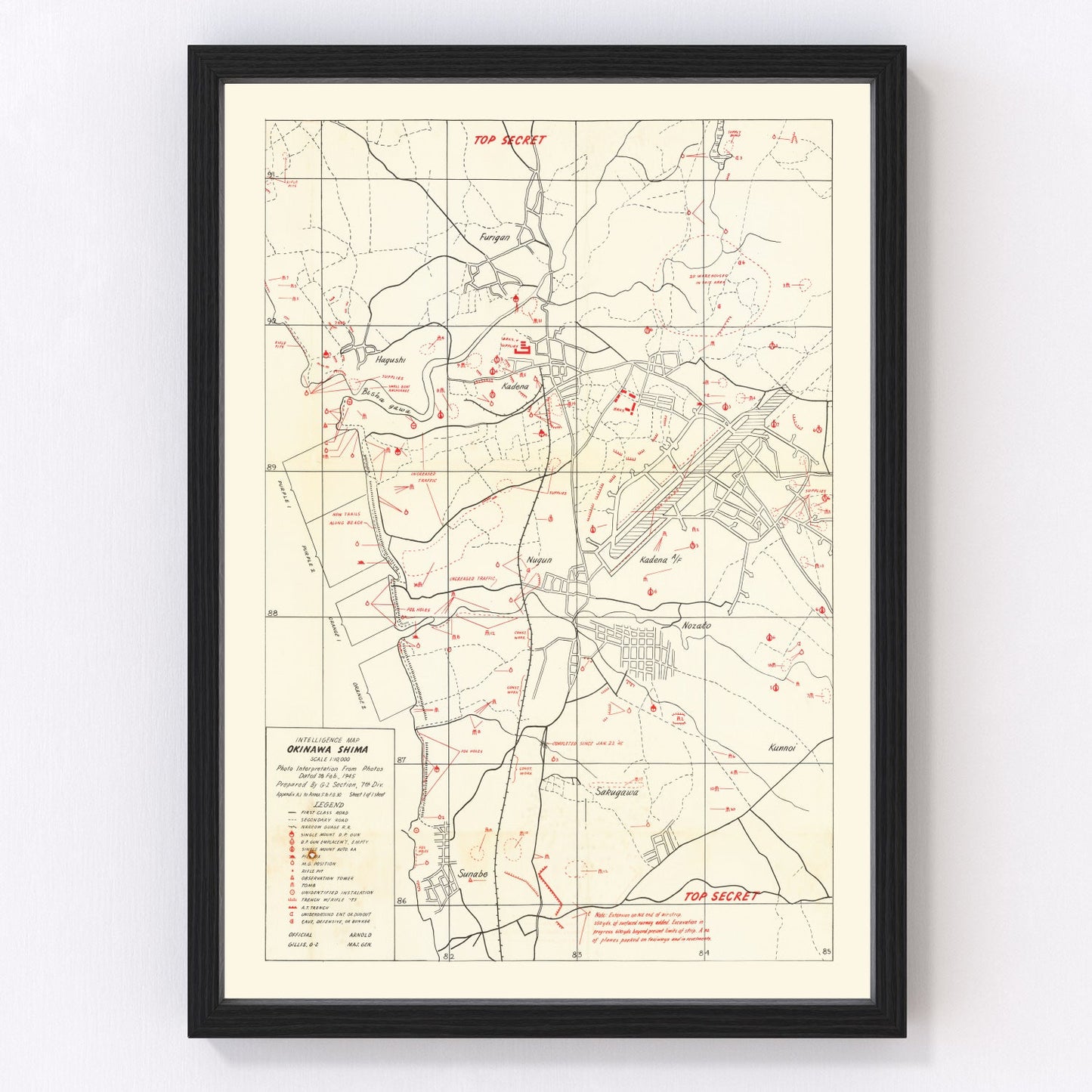 vintage Okinawa intelligence map, 1945