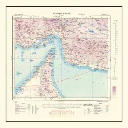 Bandar Abbas Strait of Hormuz Vintage Map, 1945