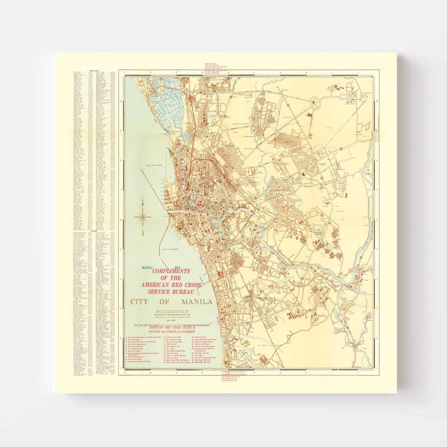 Vintage Map of Manila, Philippines, 1945