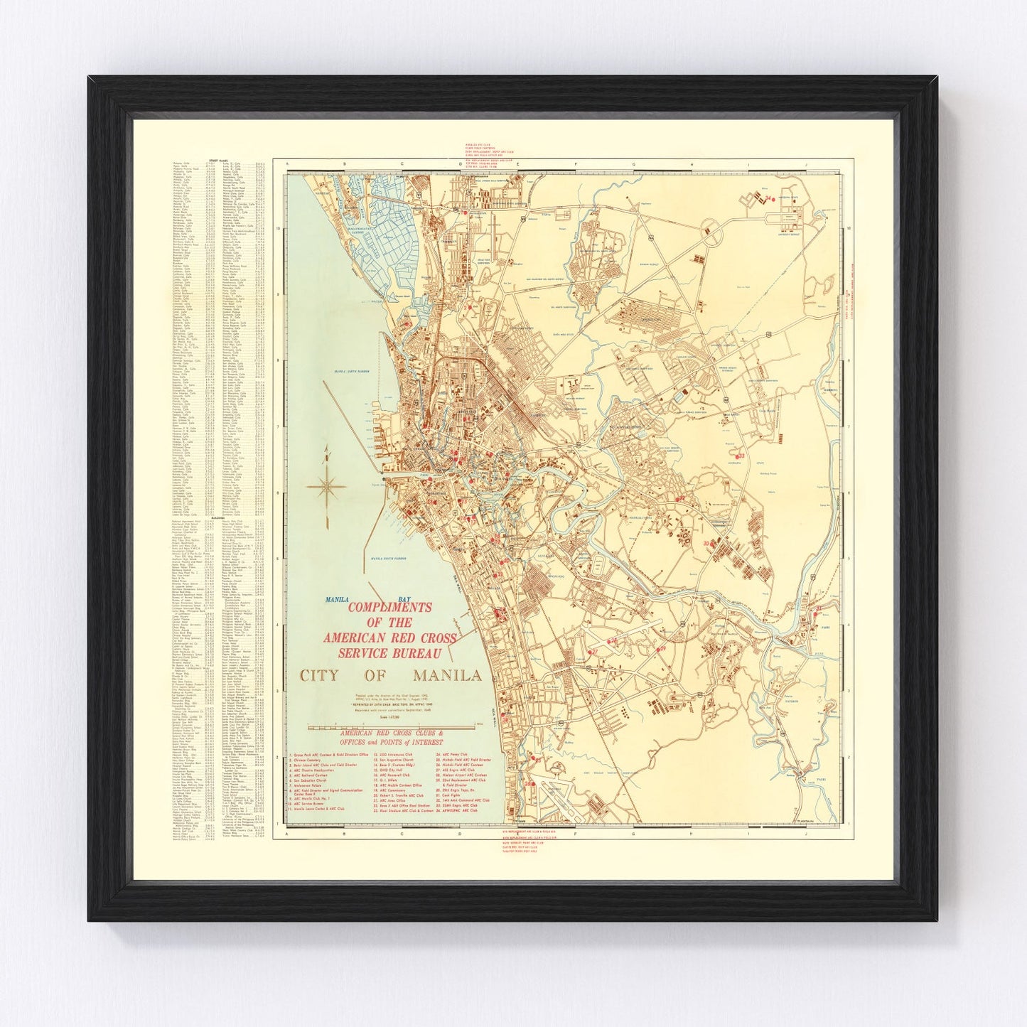 Vintage map of Manila, Philippines, 1945