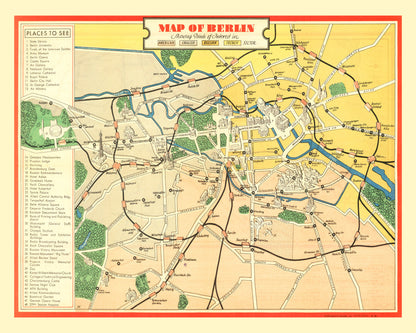 Vintage Map of Berlin, Germany, 1945